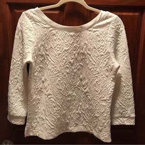 Banana Republic Quilted Sweatshirt Top Pullover White Size Small Unique